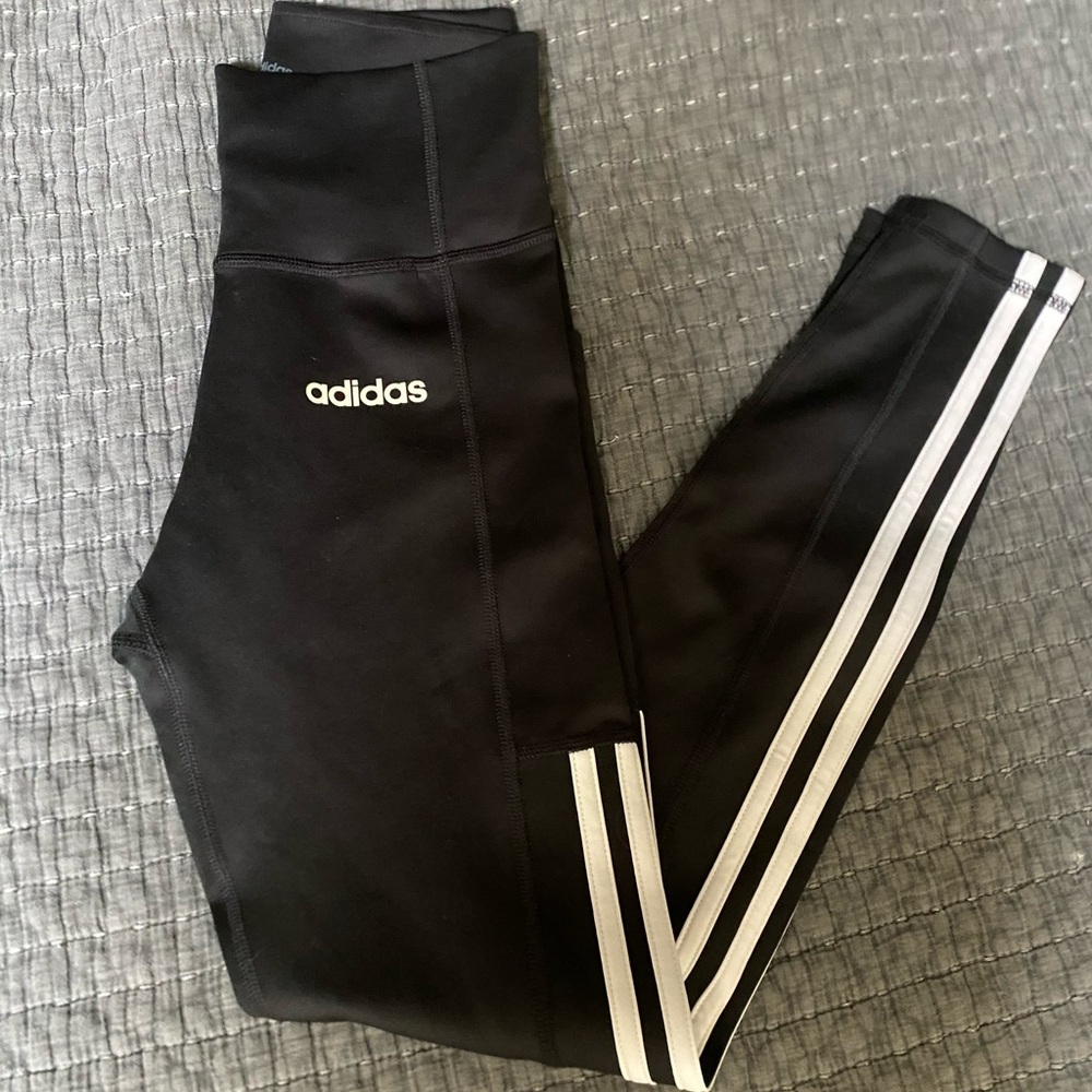 Adidas Black and White Striped Leggings
